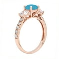 thumbnail image 2 of 1.97 ct Round Cut Simulated Turquoise 3 Stone 14K Rose Gold Womens Engagement Ring, 2 of 6