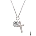 thumbnail image 2 of Delight Jewelry Silvertone Domed Black LVN Everlasting Love Engraved Cross Zoey Necklace, 28", 2 of 4