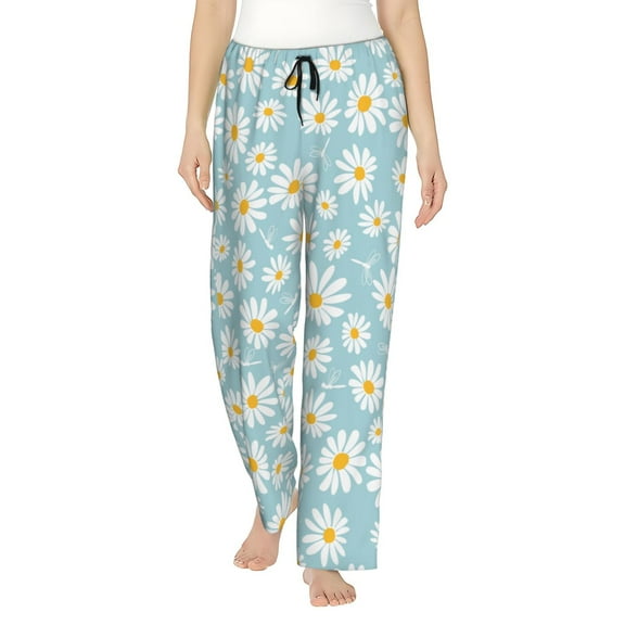 Daisy Pattern Women'S Pajama Pants Drawstring Pj Bottoms Pants With Pockets Small