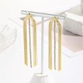 thumbnail image 5 of Bow Earrings for Women Gifts for Christmas Gold Rhinestone Earrings Dangle Trendy Silver Prom Earrings Long Tassel Cubic Zirconia Jewelry for Wedding Bridal, 5 of 6