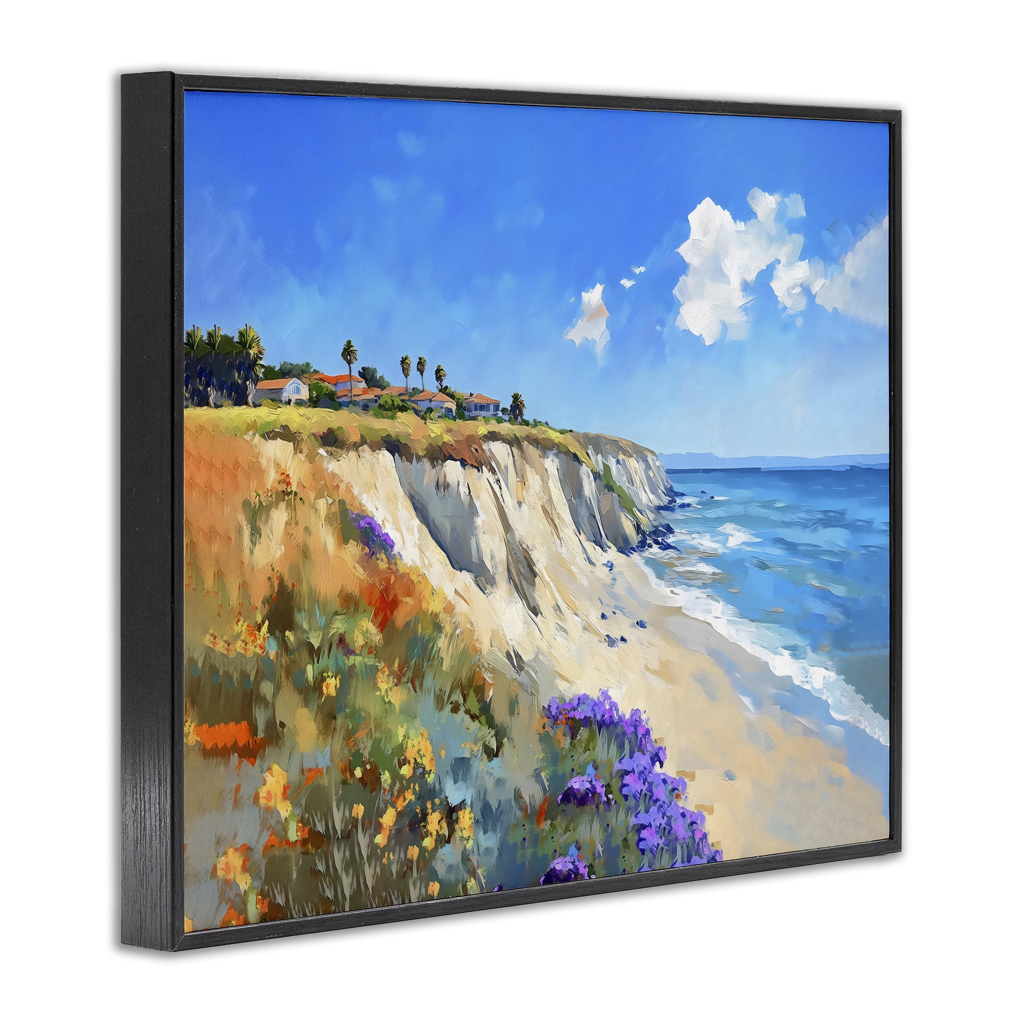 Stupell Industries Coastal Wildflower Field Black Framed Giclee Art, design by The Prints Vibe