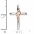 thumbnail image 2 of 14K Two-Tone White & Rose Diamond Cross Chain Slide (21.05 X 14.48) Made In India -Jewelry By Sweet Pea, 2 of 5