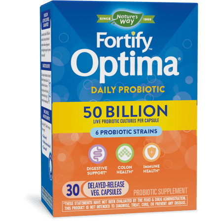 Nature's Way Fortify Optima 50 Billion Daily Probiotic, Probiotic Strains, Supports Digestive and Immune Health, 30 Capsules
