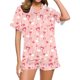 thumbnail image 1 of Conjunto de Verano para las Mujeres Día de San Valentín Amor Impreso Cuello de Manga Corta con Pantalones Cortos, Poliéster Ligero para el Uso Informal, 1 of 9