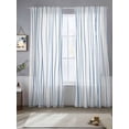 thumbnail image 2 of Blue Wave Lines Sheer Curtains for Living Room Bedroom, Light-filtering Sheer Curtain, Art Minimalist Abstract Navy Blue Texture Rod Pocket Voile Window Treatment Drapes, 52’’Wx96’’L, 2 Panels Set, 2 of 7