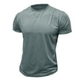 thumbnail image 3 of IYTR Mens Gym T Shirts Short Sleeve T Shirts Comfy Summer Solid Color Pullover Round Neck Comfortable Lightweight Fitness Athletic Shirts Casual Gray XXL, 3 of 4