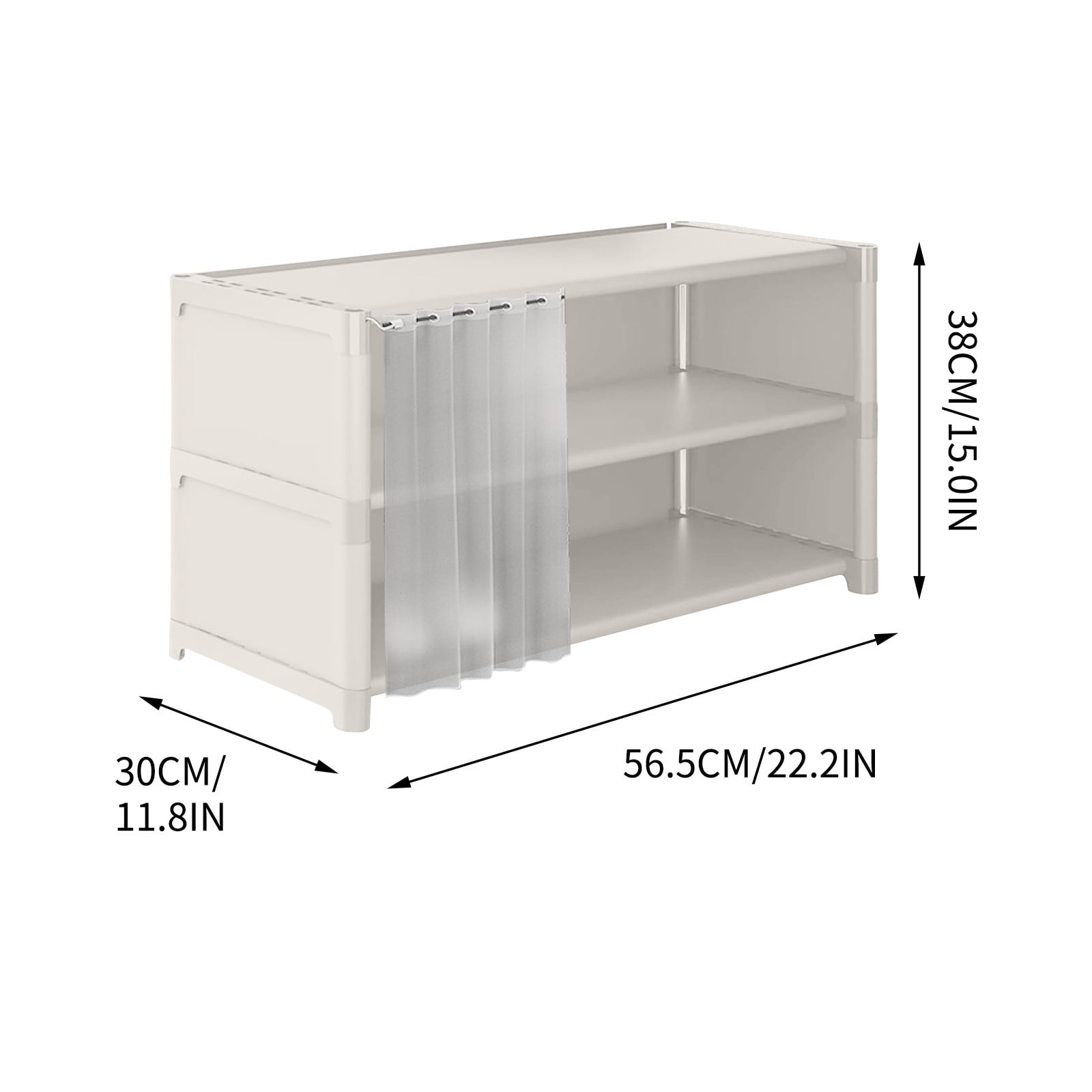 XiYing Under-Bed Shoe Rack, 3-Tier Storage Organizer for Dorm Room, Sturdy Plastic, Space-Saving for Tight Spaces, 56.5" X 30" X 38", 1-Pack