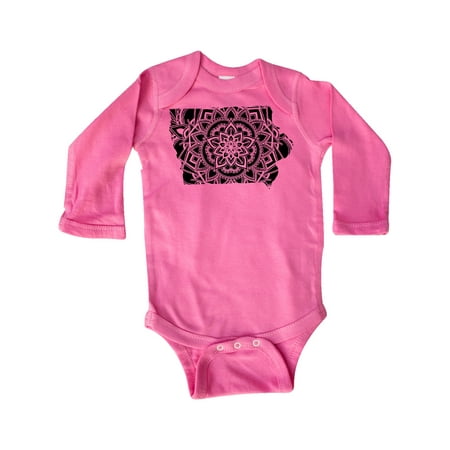 

Inktastic Iowa Silhouette Mandala Gift Baby Boy or Baby Girl Long Sleeve Bodysuit