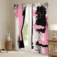 thumbnail image 3 of Manfei Abstract Geometric Graffiti Black Out Curtains,Retro Splash Ink Curtains Pack of 2 (42x63 Each),Pink Black Stripes Bedroom Curtains For Girls Kids,Ultra Soft Home Decor, 3 of 6