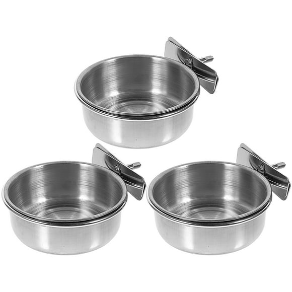 BRIGHTFUFU 3 unids loro alimentador plato plato acero inoxidable pájaro pájaro cuenco loro canalla canal de agua para loros