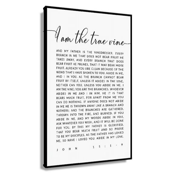 John 15 1-9 I Am The True Vine Bible Verse Printable Wall Art, Large Scripture Print Scripture Poster Landscape Pictures for Kitchen Canvas Artwork