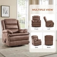 thumbnail image 5 of Bonzy Home Swivel Rocker Recliner, Manual Recliner Chair, Breathable Faux Leather Reclining Chairs with Overstuffed Arm and Back, Living Room Single Sofa Recliner, Light Brown, 5 of 9