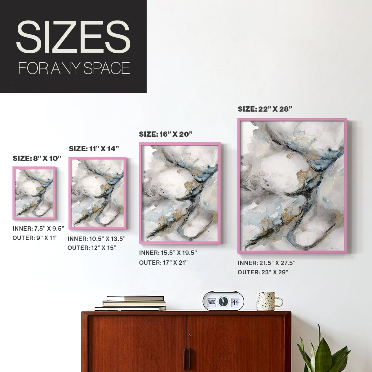 Meandering in Pink Solid Wood 8 x 10 Framed Print