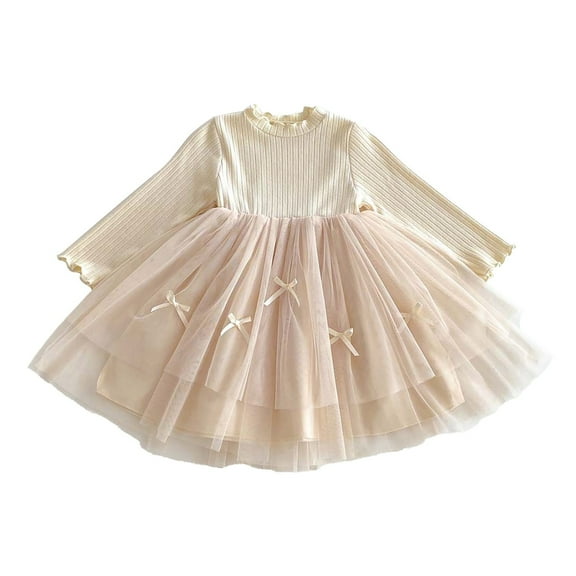 Mercatoo Baby Girls Long Sleeve Dress Spring Tiered Tulle Skirt Toddler Girl Tutu Dress for Princess Brithday Part𝘆