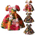 thumbnail image 1 of LOVZFMLL Girls' Summer Waist Tie Color Button Short Sleeve Round Neck Dress, 1 of 9