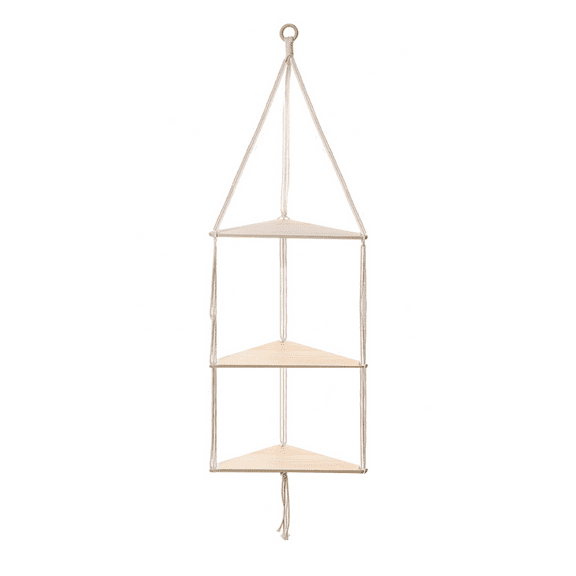 3-Tier Floating Wall Shelf Wood Triangle Corner Display Stand Decoration Living Room B pwm25