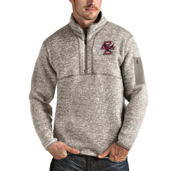 Men's Antigua Oatmeal Boston College Eagles Fortune Half-Zip Pullover Jacket
