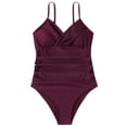 thumbnail image 4 of Traje de baño de una pieza para mujer, cómodo, liso, con almohadilla en el pecho, sin aros, Bikini con escote en V profundo OAVQHLG3B Store  lin121212, 4 of 4