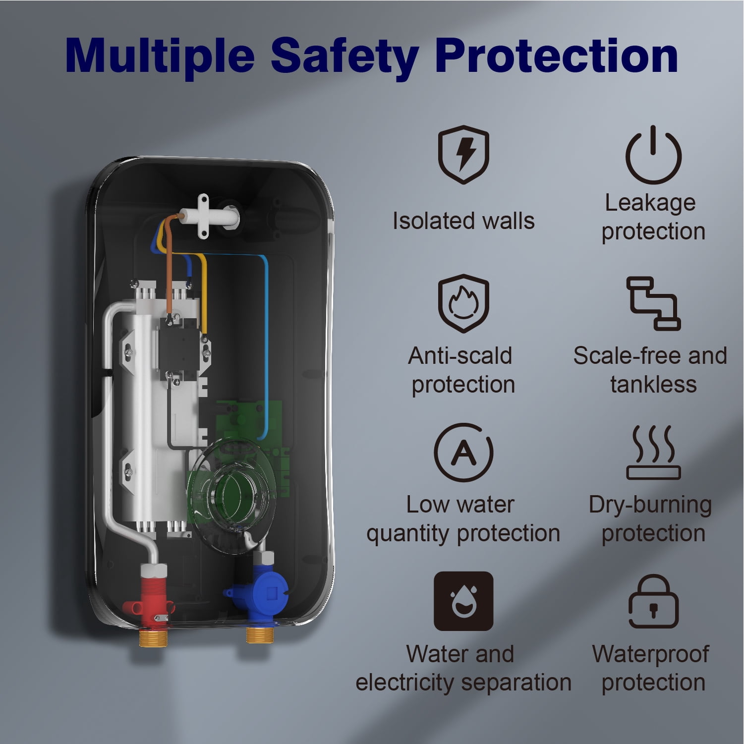 Ranein Electric 240 Volts 11000 Watts Tankless Water Heater for Bathroom