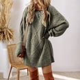 thumbnail image 2 of ClodeEU Womens Oversized Sweater Dress,Long Sleeve Grew Neck Chunky Knit Loose Tunics Pullover Tops Army Green,Womens Plus S, 2 of 7
