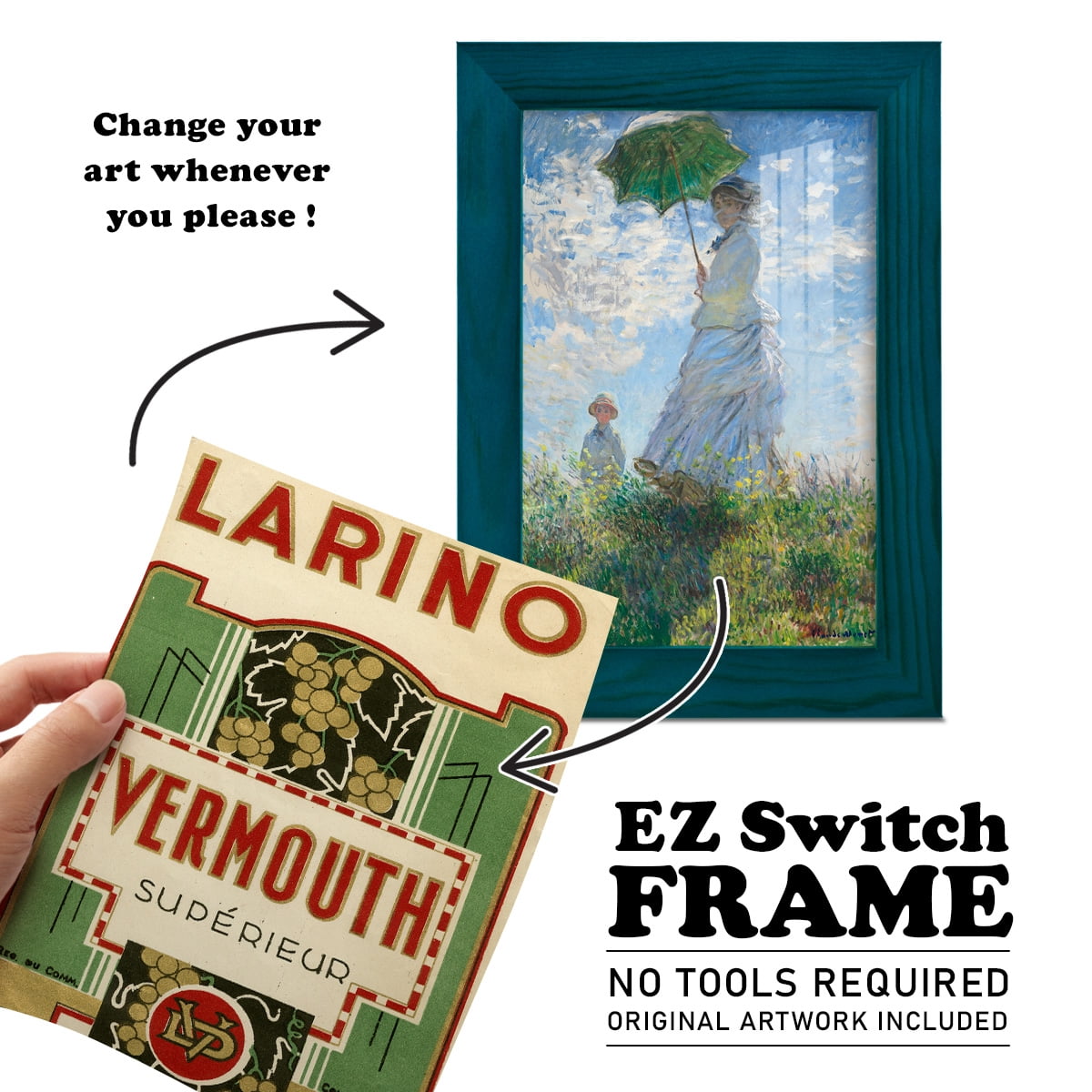 Larino Vermouth -Framed Print w/glass-Ocean Blue