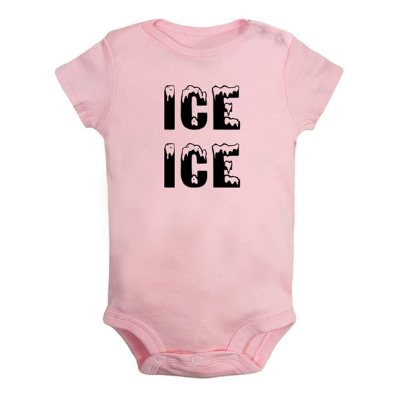 Ice Ice Funny Rompers For Babies, Newborn Baby Unisex Bodysuits, Infant Jumpsuits, Toddler 0-24 Months Kids One-Piece Oufits (Pink, 0-6 Months)