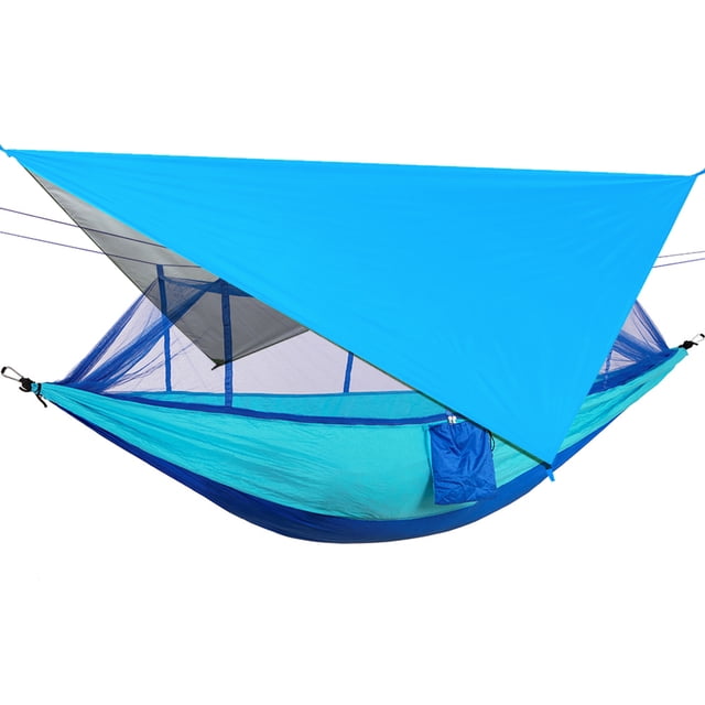 Hamaca de camping Irfora Hamaca de red repelente de mosquitos con toldo de sombrilla impermeable para acampar al aire libre, viajes, senderismo, suministros para la playa Irfora Hamaca de camping