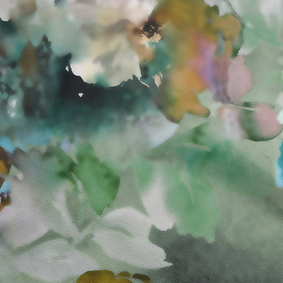 oneOone Polyester Spandex Turquoise Blue Fabric Abstract-Blurred Floral Pattern Craft Projects Decor Fabric Printed By The Yard 56 Inch Wide