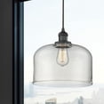 thumbnail image 2 of Innovations Lighting  Franklin Restoration Bell - 1 Light 8" Cord Hung Mini Pendant Clear/Matte Black, 2 of 3