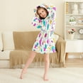 thumbnail image 3 of FORMRS Niños Bathrobe Unisex Hooded Robe Soft Plush Pajamas Sleepwear, Size 4-6T, Purple Abstract Shapes, 3 of 7