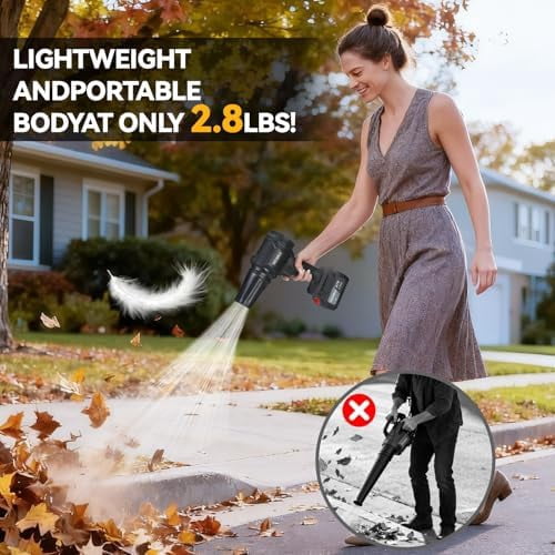 Leaf Blower Cordless, 21v Handheld Leaf Blower with 2 X 4.0ah Batteries and Charger, 980,000 RPM Mini Blower, for Lawn Care, Patio, Dust, Blowing Leaves, Snow