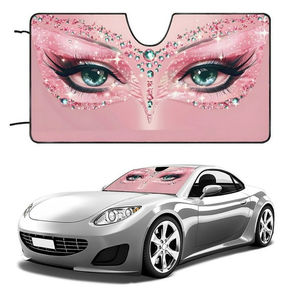 Car Windshield Sun Shade Foldable UV Ray Sun Visor Protector Sunshade to Keep Your Vehicle Cool (55" x 30") Made in USA QC1103003