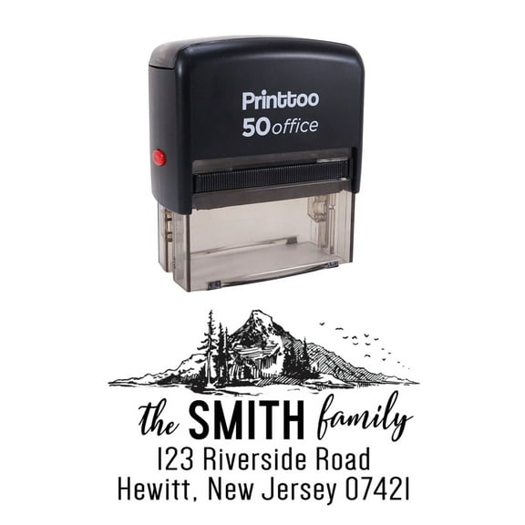 Printtoo Custom Mountain Monogram Invitation Self Inking Family Address Rubber Stamp Gift Idea