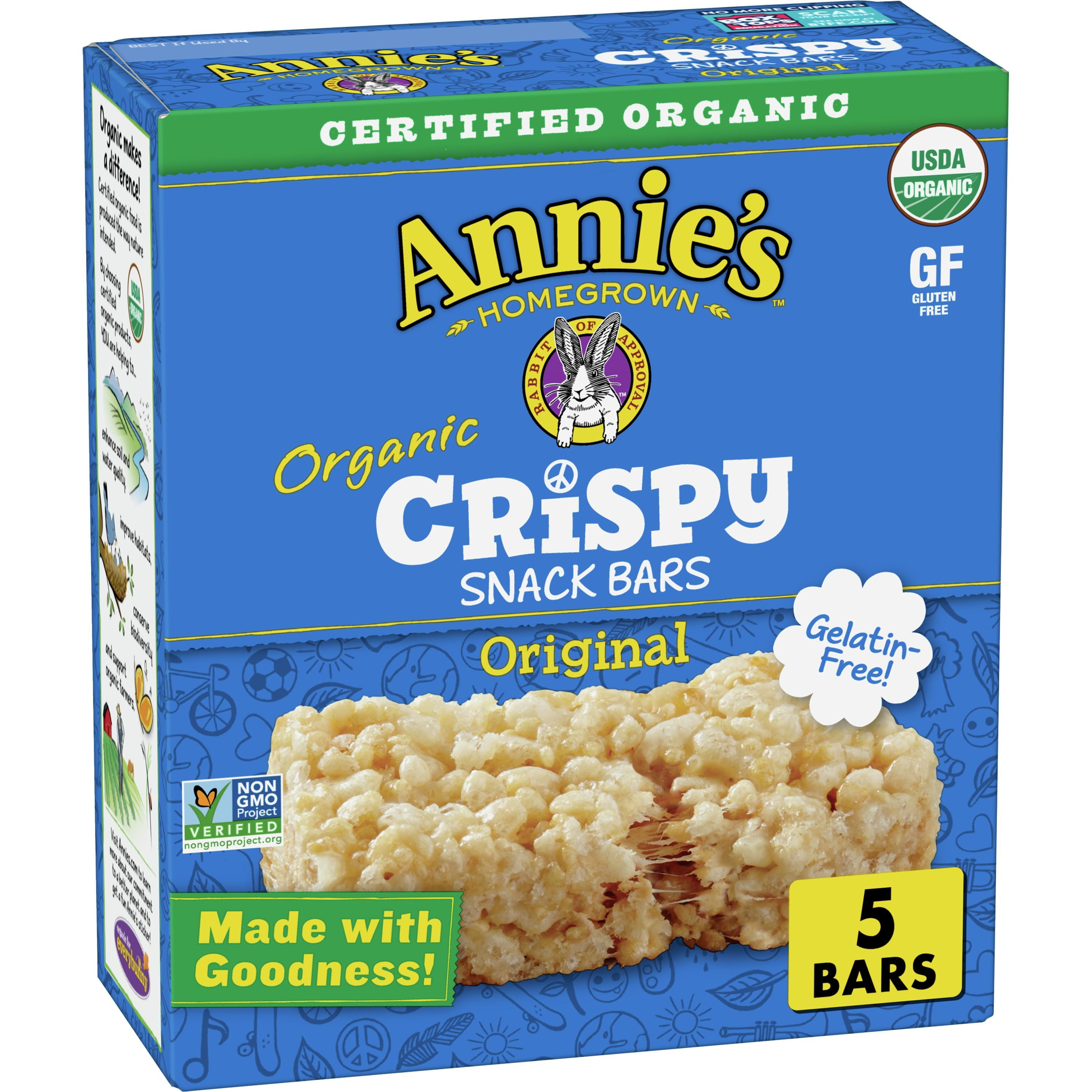 Annie's Organic Original Crispy Snack Bars, Gluten Free, 3.9 oz, 5 ct
