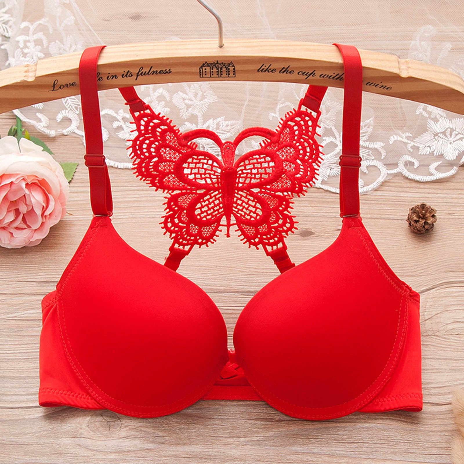BeeYaSo Womens Bra Front Button Y-shaped Back Super Gathering Butterfly ...