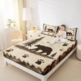 thumbnail image 4 of Homewish Woodland Animal Bear Twin Sheet Sets,Kawaii Bear Paws Twin Fitted Sheet,Brown Beige Flat Sheet For Kids,Microfiber Bedroom Decor,3-Piece, 4 of 7