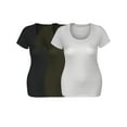 thumbnail image 4 of Emmalise Women's Short Sleeve Tshirt Scoop Neck Tee Value Set (3Pk, Blk, Olive, White XXX-Large), 4 of 6