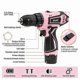 thumbnail image 4 of 12V Pink Cordless Drill Driver Set, Electric Drill, Various Speed, Li-Ion Battery Powered, 25+1 Torque Setting, 3/8 Keyless Chuck, Electric Drill For, 4 of 5
