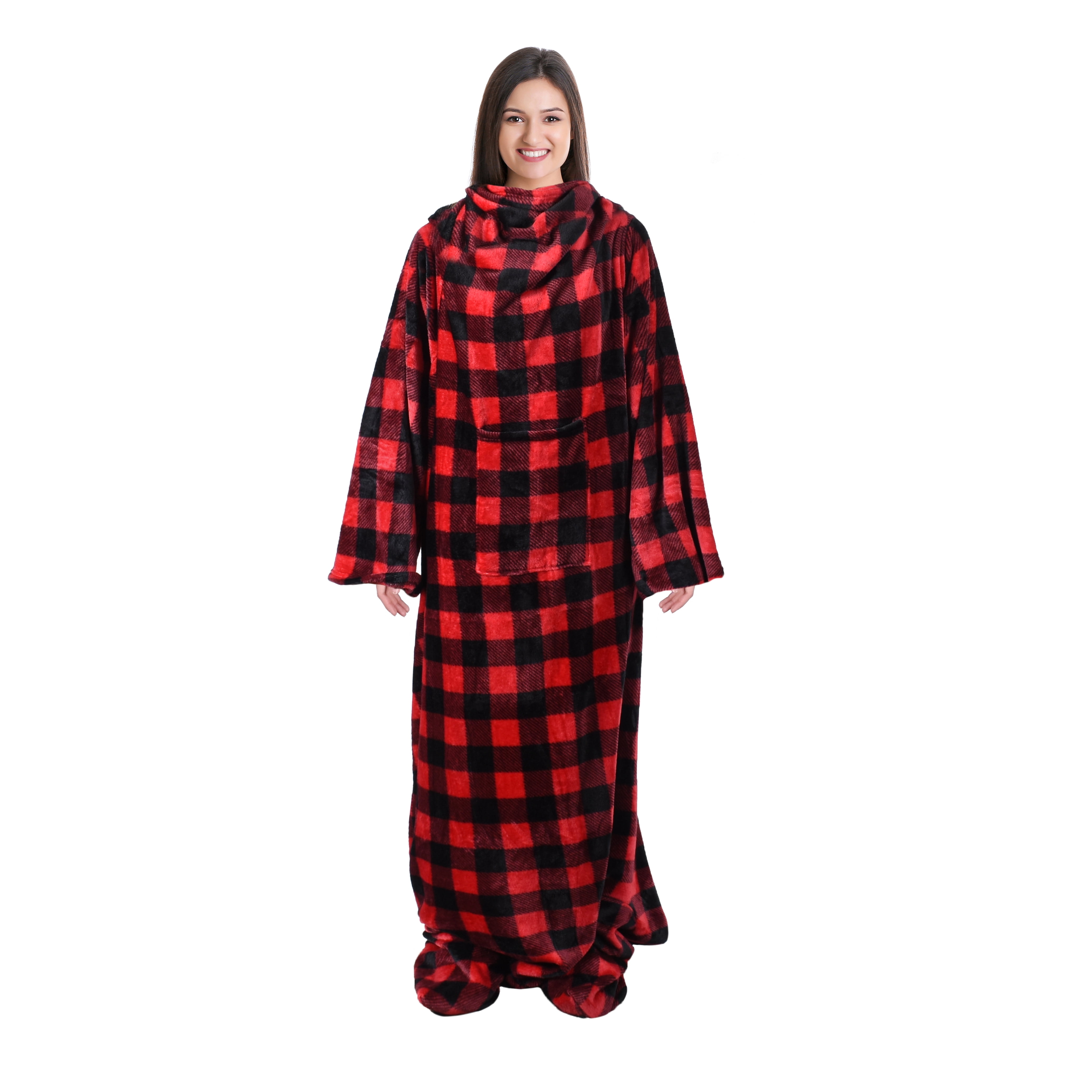 Catalonia Wearable TV Blanket with Sleeves Arms & Feet pockets for Adult Micro Plush Fleece Large Wrap Throw Robe 75 x 5