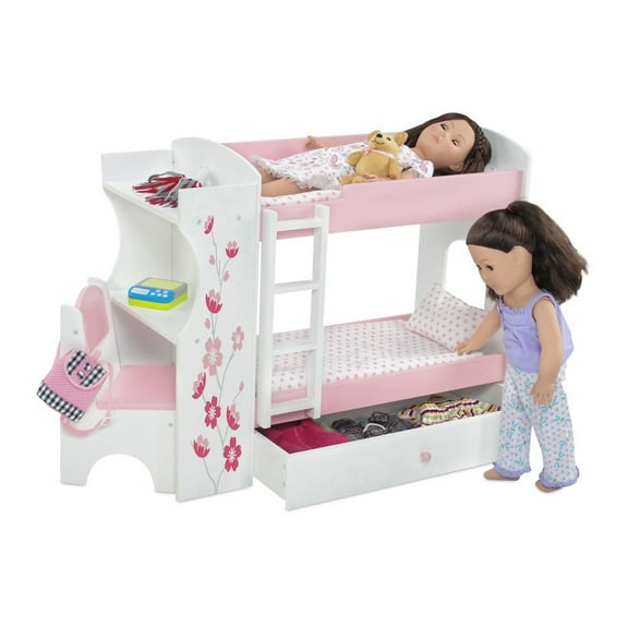 Emily Rose 18 Inch Doll Bunk Bed Desk 18" Doll Furniture | Includes 2 Sets of Doll Bedding - Doll Bunkbed Fits 14 to 18 inch Dolls