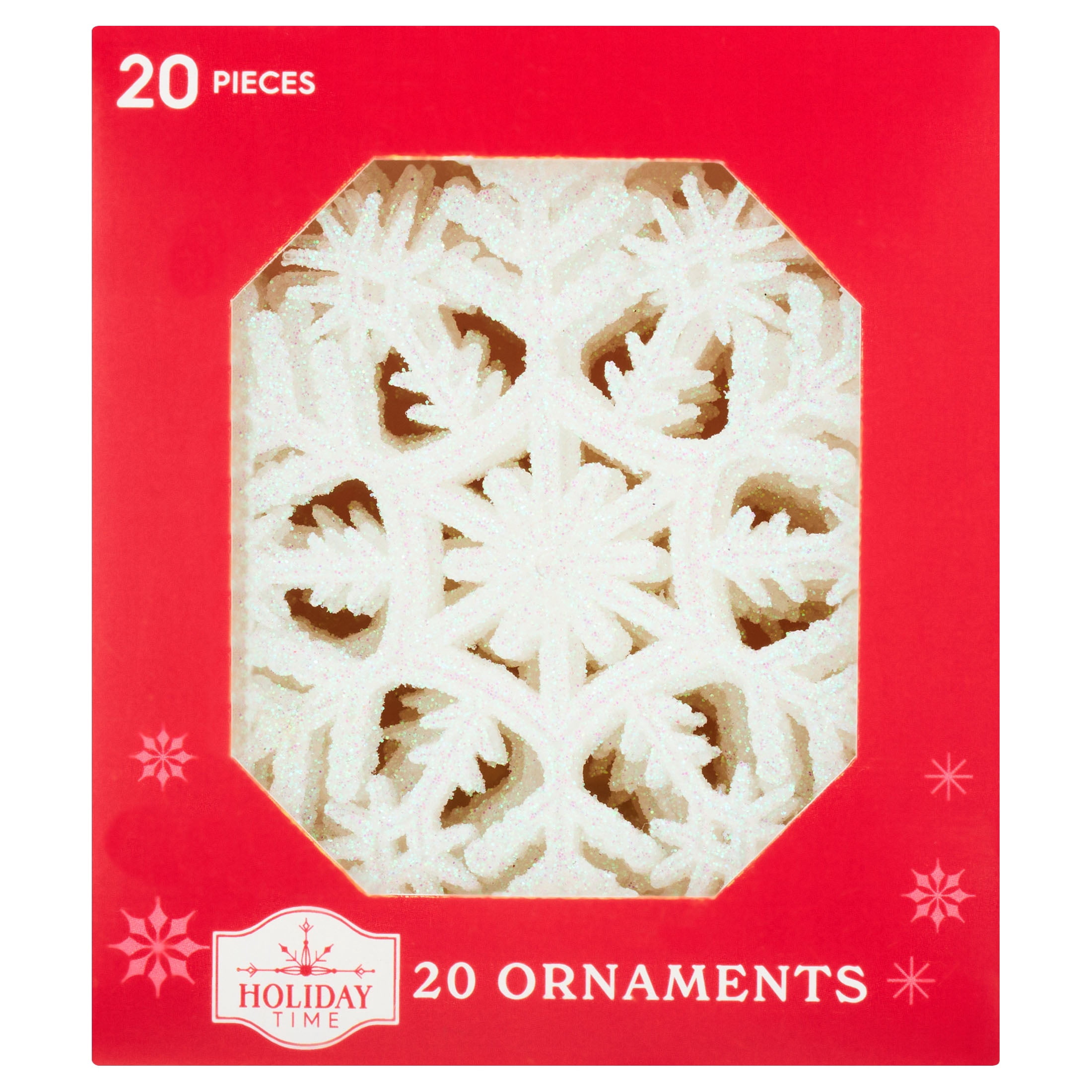 20-Count White Glitter Snowflake Christmas Ornaments, 3.9", by Holiday Time
