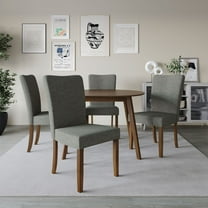 Home Design Lubec 3-Piece Dining Set with Round Table and Roll-Back Button-Tufted Chairs, Padded Seats, Sturdy Frame, Modern Style, Brown/Gray