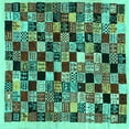thumbnail image 1 of Ahgly Company Indoor Square Abstract Turquoise Blue Contemporary Area Rugs, 5' Square, 1 of 4