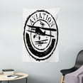 thumbnail image 1 of Vintage Airplane Tapestry, Grunge Style Stamp Design with Word Aviation and Airplane Silhouettes, Wall Hanging for Bedroom Living Room Dorm Decor, 40W X 60L Inches, Black and White, by Ambesonne, 1 of 2