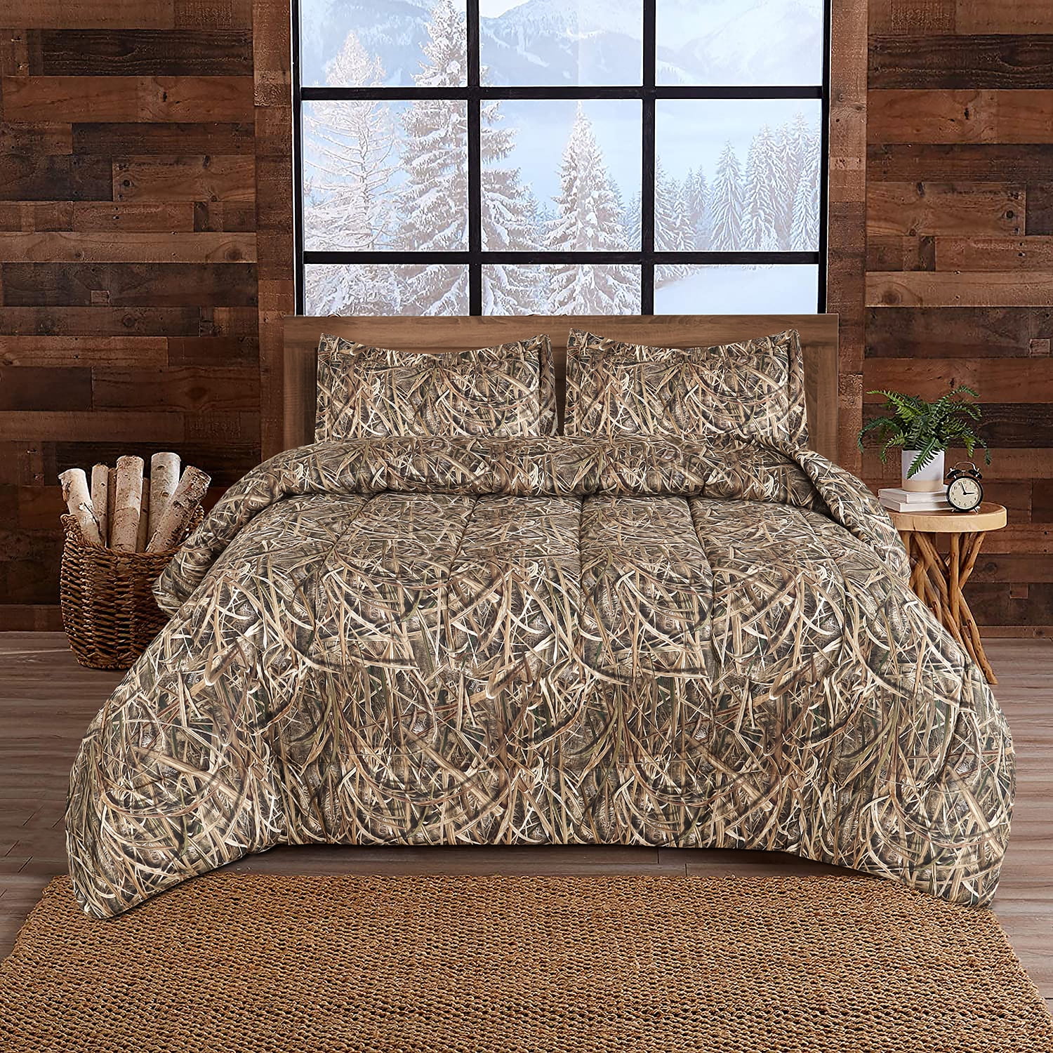 Mossy Oak Shadow Grass Habitat King 3 Piece Comforter Set Super