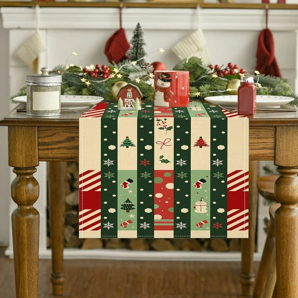 pstuiky Camino de mesa navideño de 33 x 183 cm para decoración de cocina, cena, Navidad, cumpleaños, fiestas y hogar.