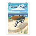 thumbnail image 2 of Sunset Beach, Beach Cruiser on Beach (9x12 Wall Art Print, Home Decor), 2 of 3