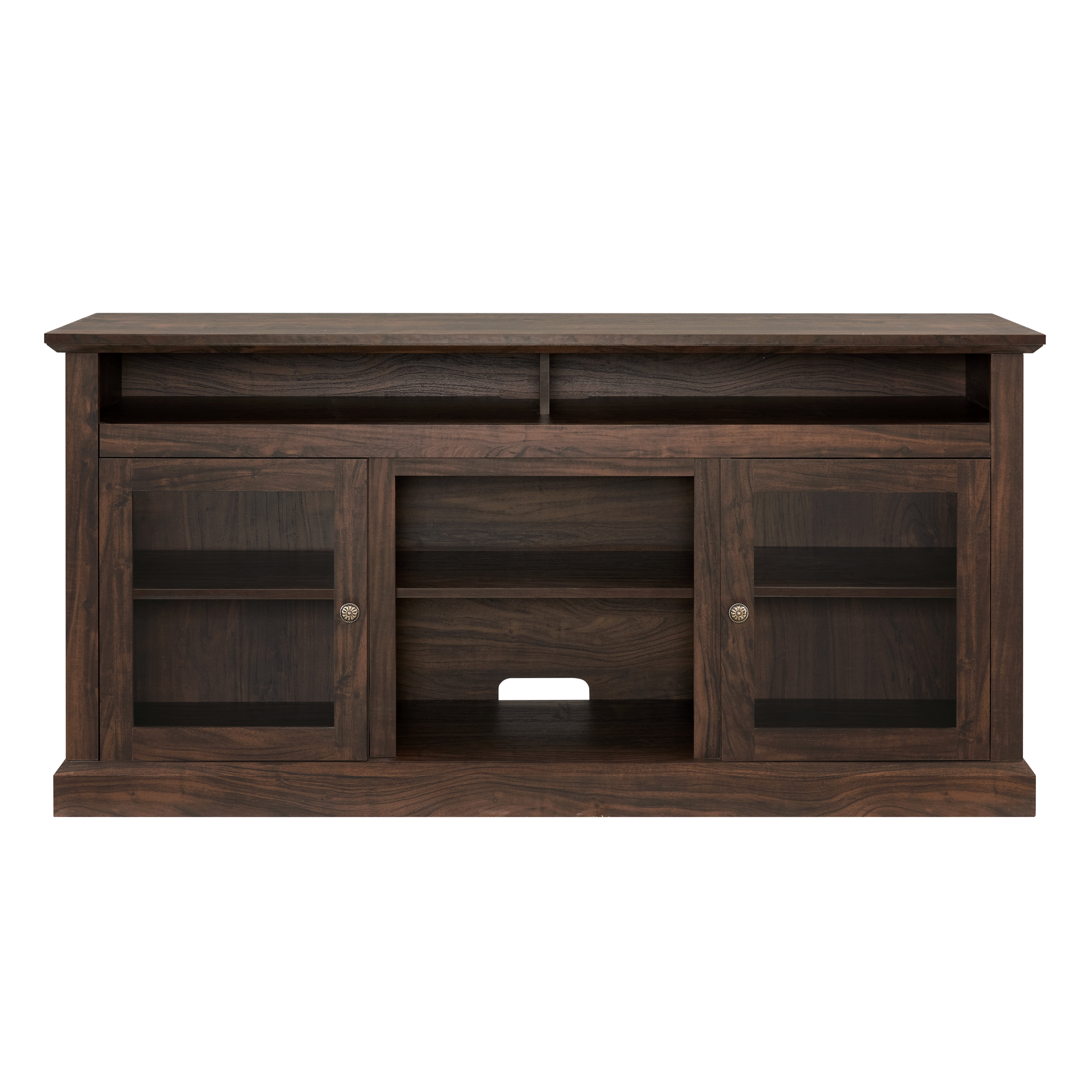 LegaHome Farmhouse TV Stand, Modern Entertainment Door TV Cabinet for 65 Inch TV, Wooden TV Console Table with Open and Closed Storage Space, Media Console Table for Living Room, Brown