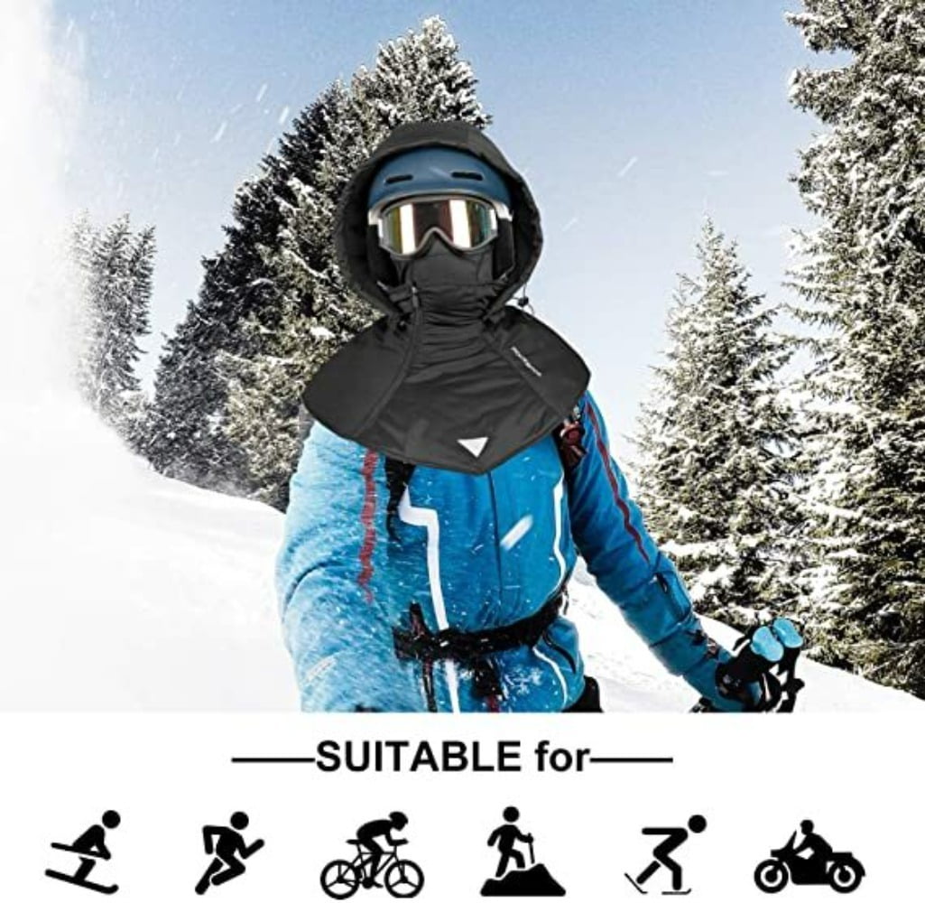 ROCKBROS Winter Ski Head Cover Thermal Fleece Balaclava Breathable Ski Face Mask Unisex with Hood Outdoors Sport Running Cycling Snow Skiing