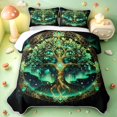 thumbnail image 2 of Homewish Astrology Tree Of Life Twin Quilt Set,Nature Boho Aesthetic Twin Coverlet Set,Green Gold,Black Reversible,2pcs, 2 of 7